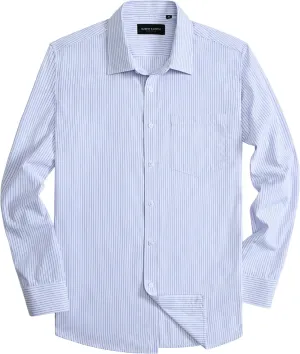 Alimens & Gentle Men's Striped Dress Shirt Button Down Regular Fit Shirts Casual Business Transitional Weather