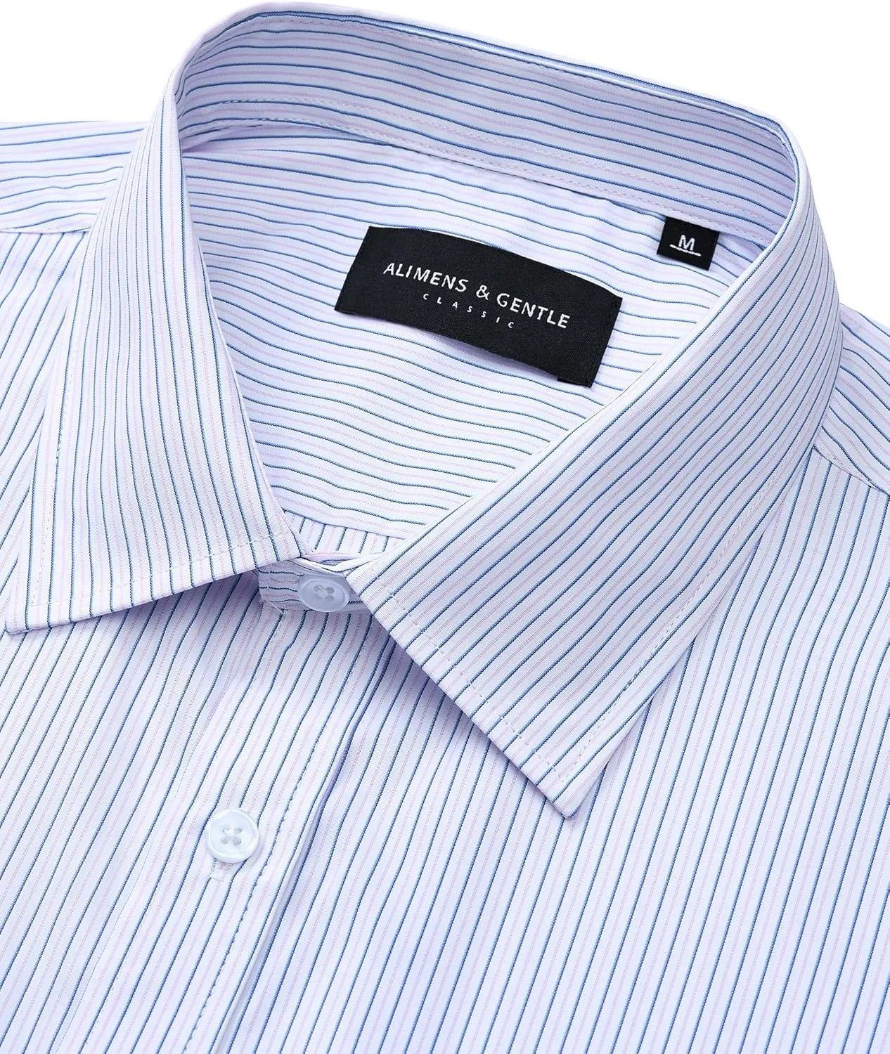 Alimens & Gentle Men's Striped Dress Shirt Button Down Regular Fit Shirts Casual Business Transitional Weather