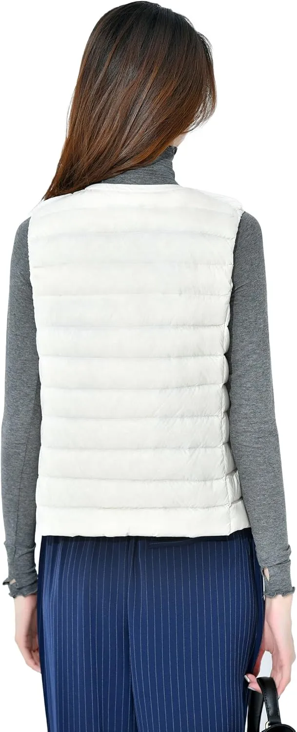 CHARTOU Women's Winter Ultralight Collarless Outdoor Puffer Down Short Vest Waistcoat
