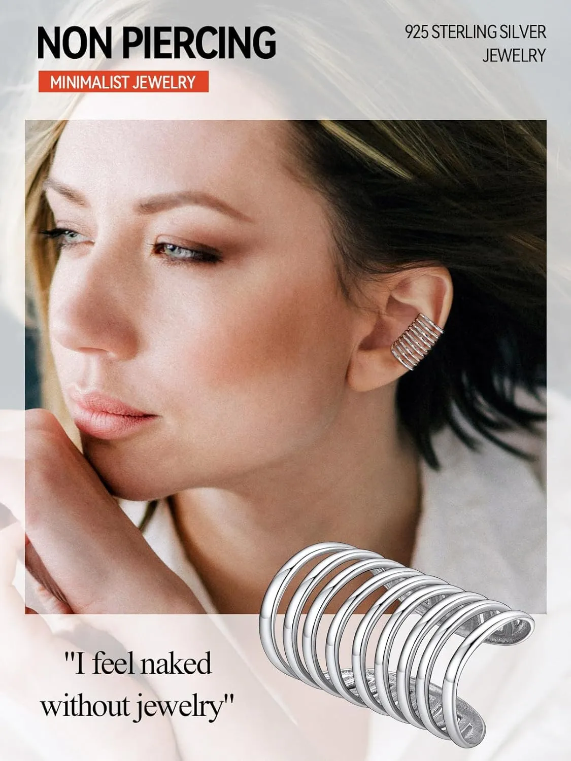 FaithHeart Ear Cuff Earrings for Women Non Piercing Lightweight Sterling Silver Ear Cuff for Non Pierced Ears Hypoallergenic Fake Earrings with Gift Box
