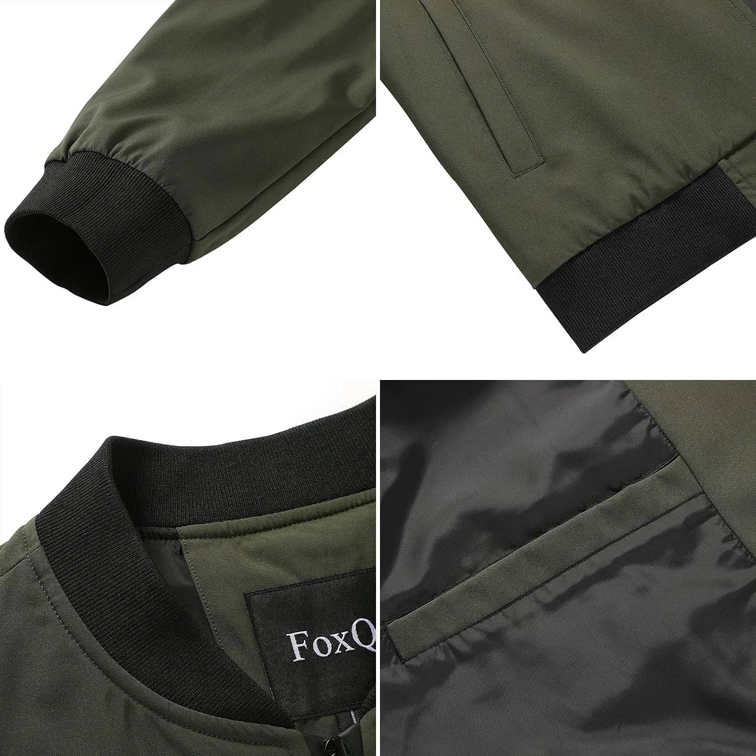 FoxQ Men's Bomber Jacket Lightweight, Slim Fit Sportswear Daily Casual Style with a Sporty Edge