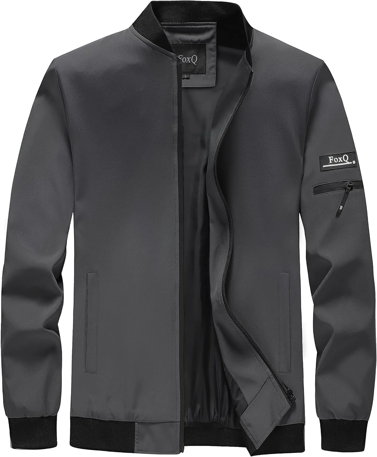 FoxQ Men's Bomber Jacket Lightweight, Slim Fit Sportswear Daily Casual Style with a Sporty Edge