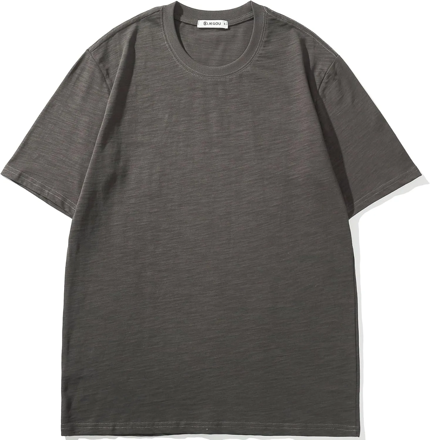 KLIEGOU Men's 100 Cotton Loose Fit Thick T-Shirt Heavy Weight Crewneck Tees for Men