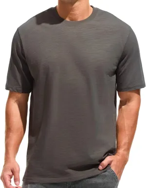 KLIEGOU Men's 100 Cotton Loose Fit Thick T-Shirt Heavy Weight Crewneck Tees for Men