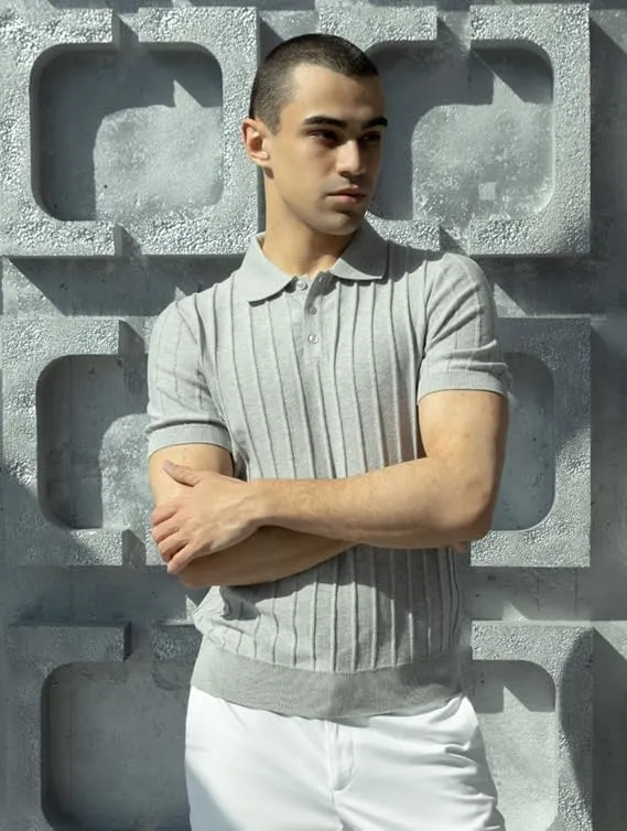 Men's 100% Cotton Slim Fit Polo Shirt  Lightweight Breathable Short Sleeve Tee for Summer, Blue/Beige/Gray/Navy