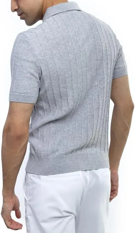 Men's 100% Cotton Slim Fit Polo Shirt  Lightweight Breathable Short Sleeve Tee for Summer, Blue/Beige/Gray/Navy