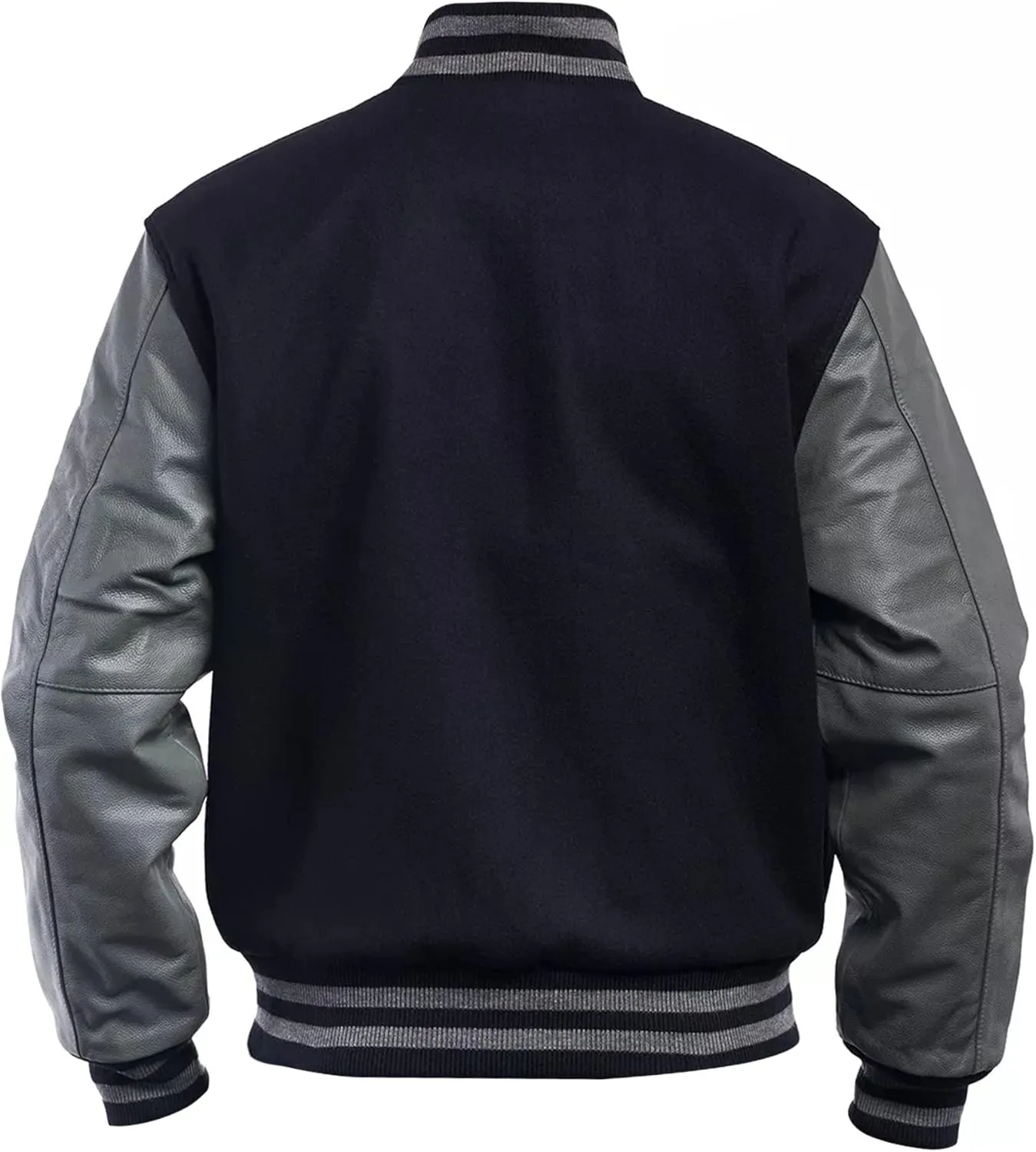 Mens Black Leather Letterman Varsity Collage Baseball Jacket - High School Jacket