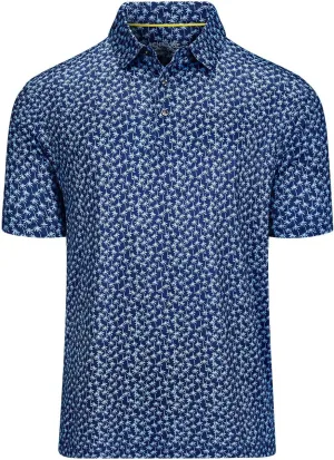 Mens Golf Polo Shirts Short Sleeve Print Performance Moisture Wicking Dry Fit Collared Golf Shirts for Men