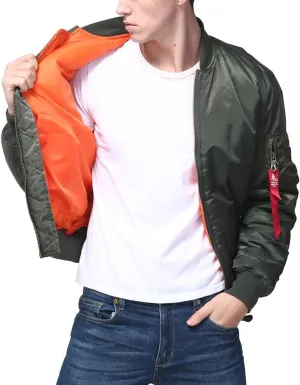 Men's Winter Padded Water-Resistant MA-1 Nylon Bomber Flight Jacket Coat