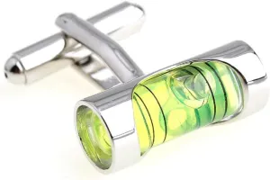 MRCUFF Level Green Liquid Construction Pair Cufflinks in a Presentation Gift Box & Polishing Cloth