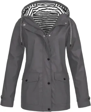 Rain Jackets Women Lightweight Waterproof Plus Size Raincoat with Hood, Fall Long Packable Windbreaker Poncho