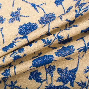 Royal Blue Floral Metallic Cloqué