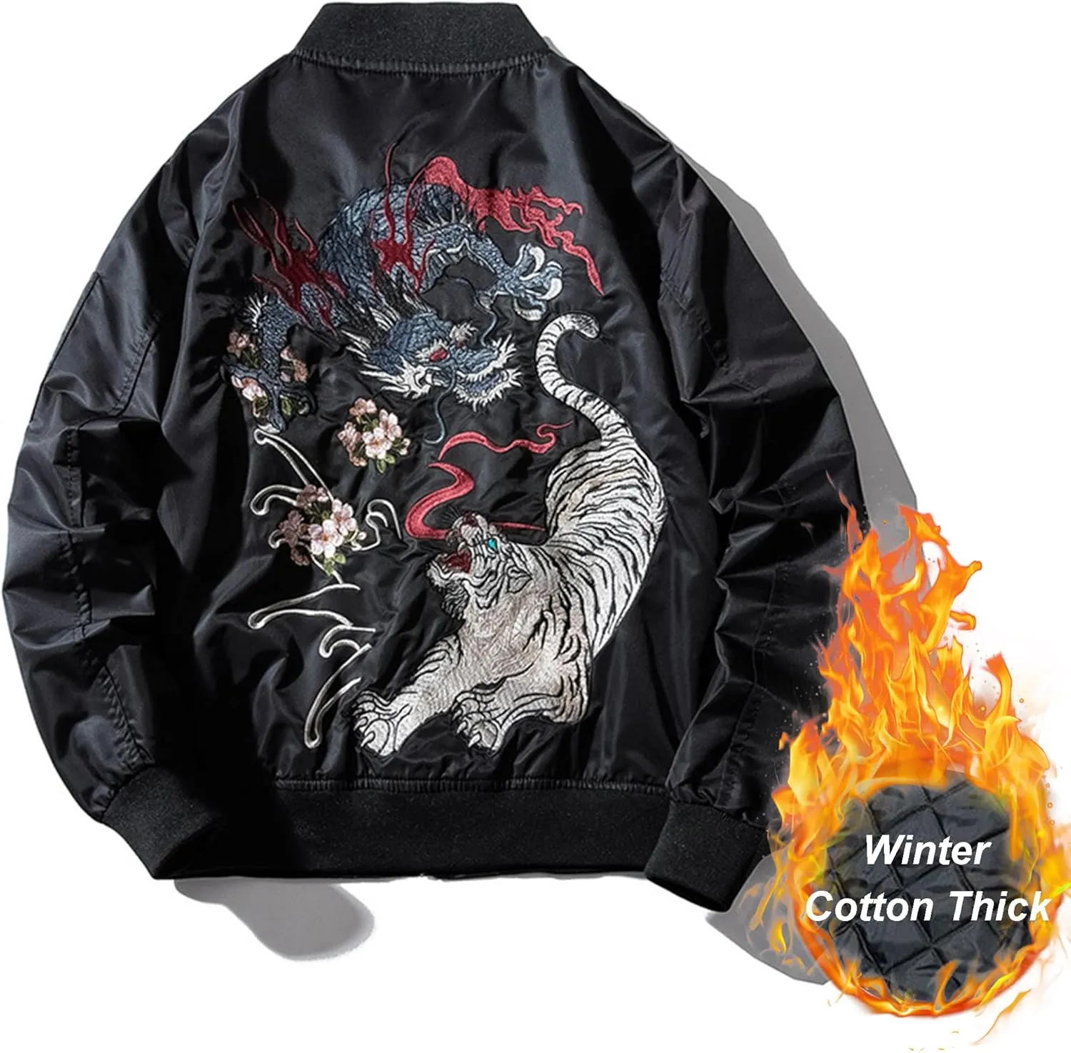 XYXIONGMAO Japanese Dragon Tiger Hip Hop Clothing Men'S Bomber Jacket Oversized Street Windbreaker Flying Streetwear